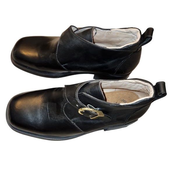 Botas y Botines Ramon Black Leather Monk Strap Ankle Boots Square Toe Mens 8